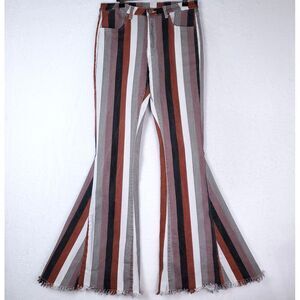 Altar'd State Striped Super Flare Retro Style Jeans Womens Medium Multicolor